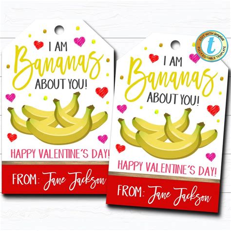 Two Valentines Day T Tags With Bananas On Them