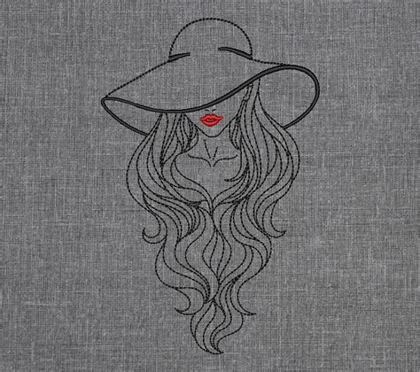 Woman Embroidery Design Face Embroidery Line Embroidery Etsy
