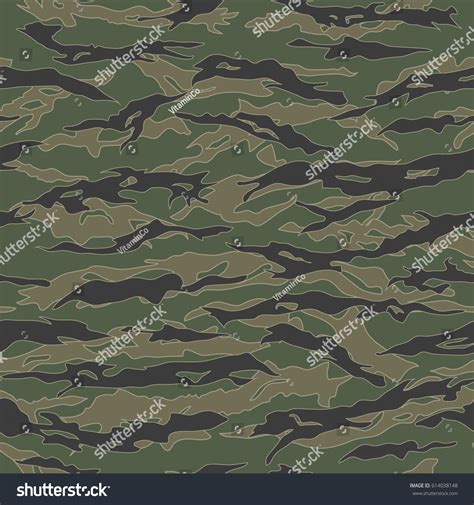 Classic Tiger Stripe Camouflage Seamless Patterns Stock Vector Royalty