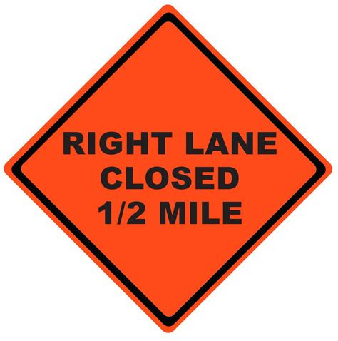 Safety Products Inc Right Lane Closed 12 Mile Roll Up Work Zone Signs