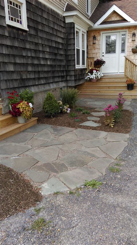 Irregular Flagstone Pads And Path Country House Landscape Flagstone