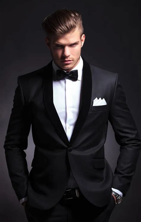 Groom Wear Slim Fit Groom Suit Black Groom Tuxedos Custom Made Wedding