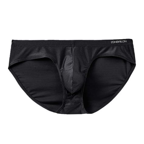 Zonbailon Men S Bulge Enhancing Underwear Briefs Sexy Ice Silk Big Ball