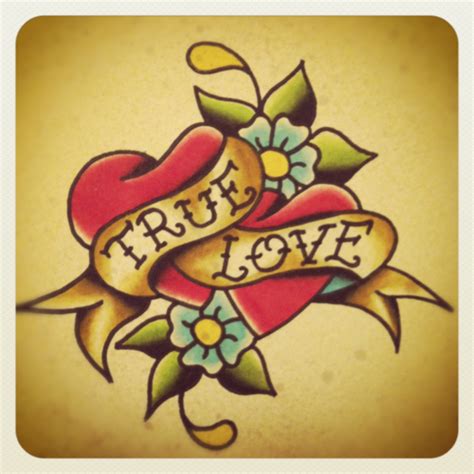 Hearts True Love Romance Valentines Day Traditional Heart Tattoos