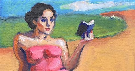 Reading At The Beach Ocean Summer Day Book Contemporary Figurative Painting Female