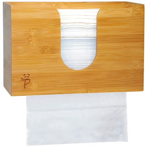 Paper Towel Dispenser Bamboo For Kitchen Bathroom Decor Wall Mount Or