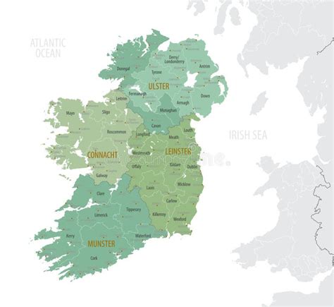 Detailed Map Of Ireland With Administrative Divisions Into Provinces