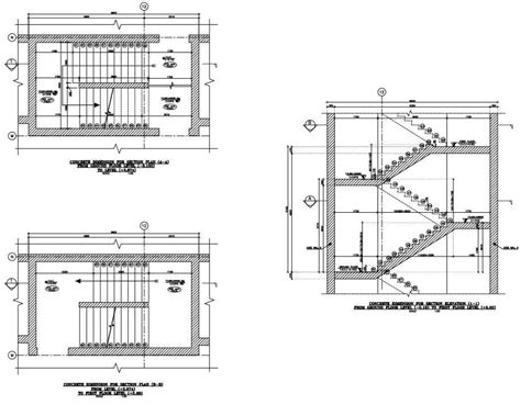 Staircase Plan And Section Detail Of A Building Cadbull