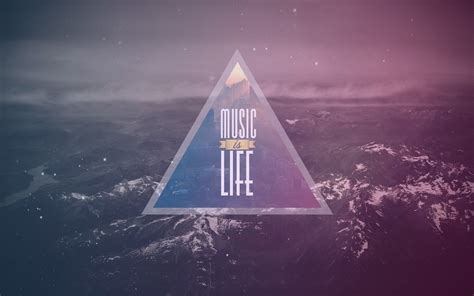 Mountain With Music If Life Text Overlay Triangle Digital Art Nature