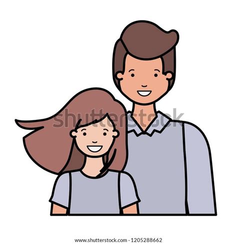 Father Daughter Smiling Avatar Character Stock Vector Royalty Free
