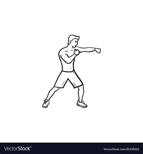 Boxing Man Hand Drawn Outline Doodle Icon Vector Image