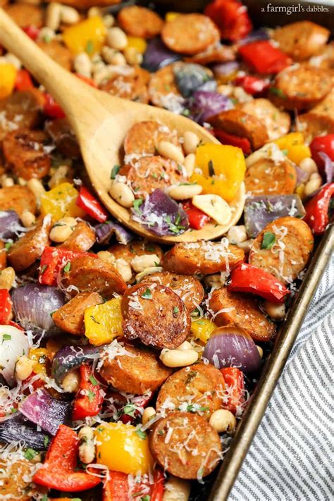 (1) sausages are super easy to make; Sheet Pan Italian Chicken Sausage with White Beans and ...