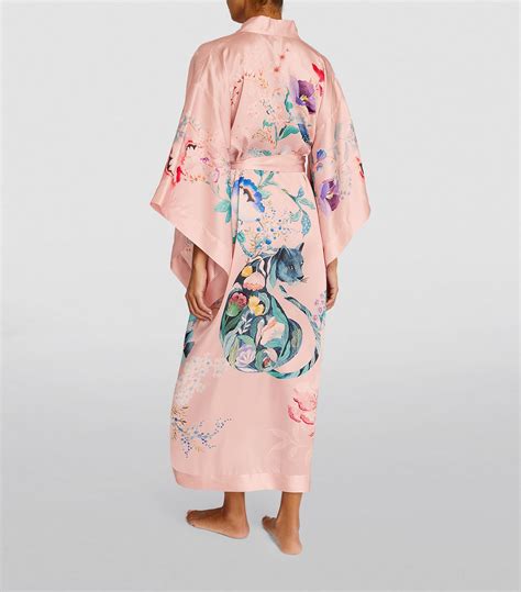Meng Pink Silk Floral Long Kimono Harrods Uk