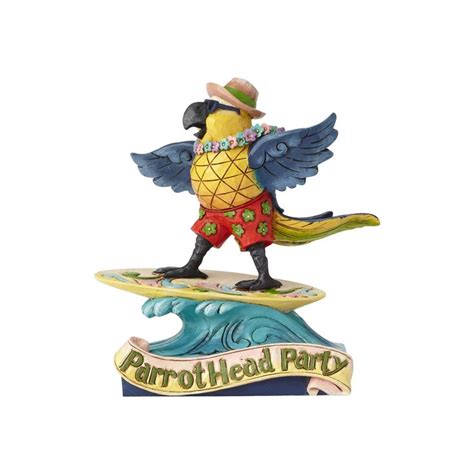 Jim Shore Margaritaville Parrothead Party Surfing Parrot Figurine In