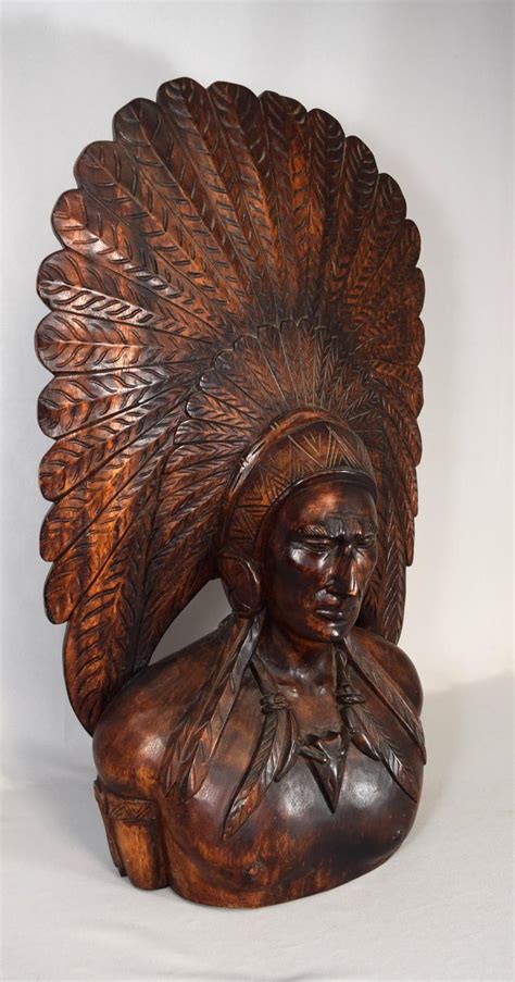 Very Five Carved American Indian Bust