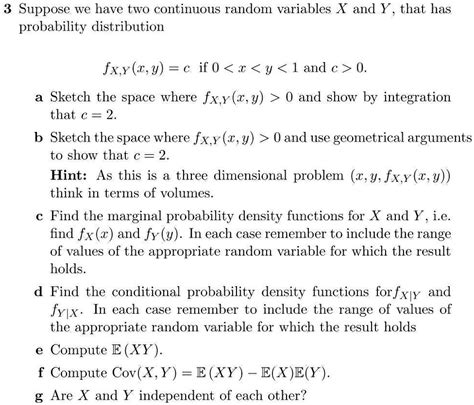 solved 3 suppose we have two continuous random variables x and y that