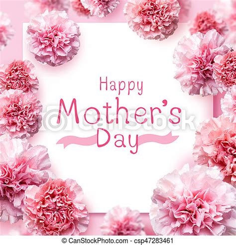 Happy Mothers Day Message On Pink Carnation Flowers Background Canstock