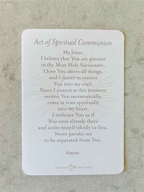 Act Of Spiritual Communion Prayer Card Catholic Paper Goods House