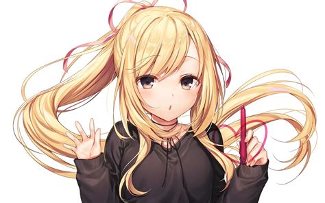 Download 1680x1050 Anime Girl Blonde Pen Long Hair