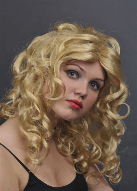 80s Fancy Dress Curly Blonde Glamour Wig