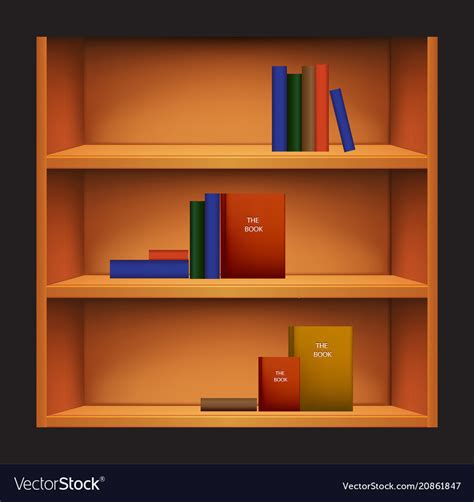 Bookshelf And Books With Different Covers Vector Image