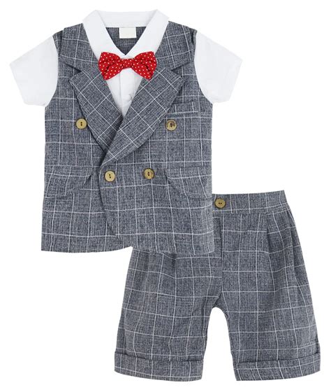 Baby Boy Gentleman Clothes Set Tuxedo Suit With Bow Tie Infant 2 Pieces
