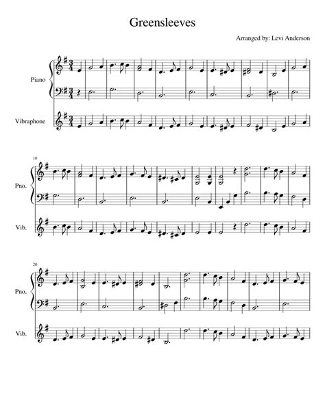 0 ratings0% found this document useful (0 votes). Greensleeves Sheet music for Piano, Percussion | Download free in PDF or MIDI | Musescore.com