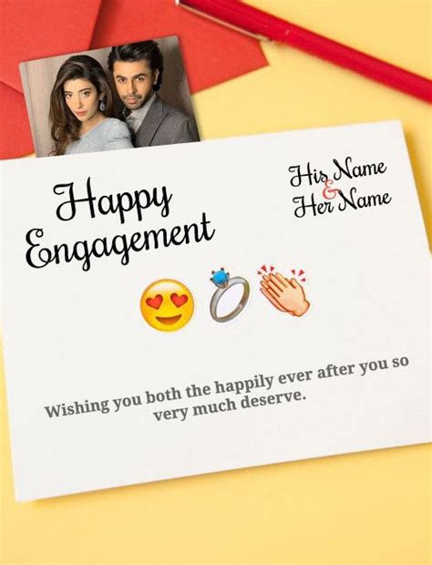 Engagement Wishes With Name And Photo Frame Wish Your Beloved Ones On