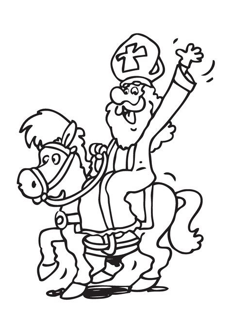 Je plakt de tekening best aan beide. Kleurplaat Sinterklaas paard 2021 voor peuters en kleuters