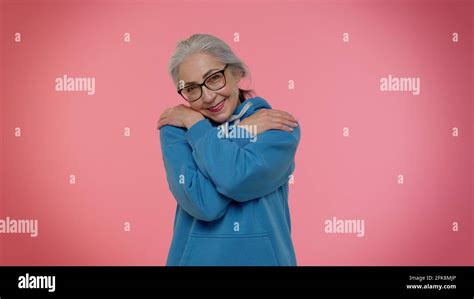 Mature Old Granny Grandmother Spread Hands And Give Hug To You