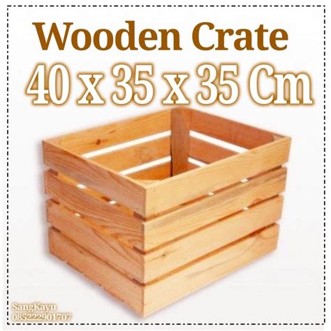 Jual Wooden Crate 40x35x35 Peti Kayu Tempat Penyimpanan Kayu Storage