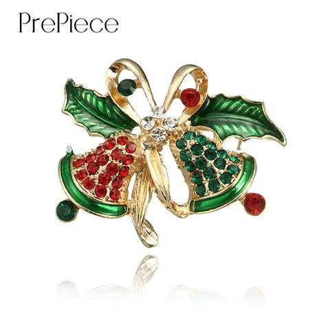 prepiece retro bell brooch colorful christmas drop oil brooches fashion jewelry accessory for