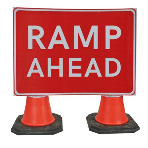 Ramp Ahead 1050 X 750mm Hangman Road Street Safety Sign Double Cone