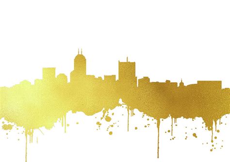 Indianapolis Skyline Gold Ii Digital Art By Erzebet S