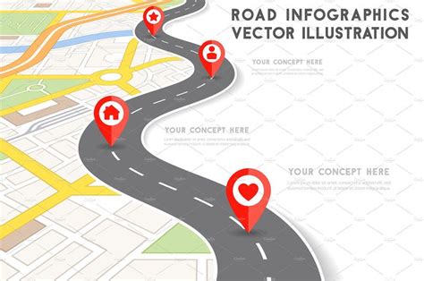 Road Infographic Vector Illustration Infographic City Map Map