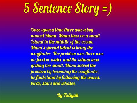 Taliyah Belfast School 5 Sentence Story