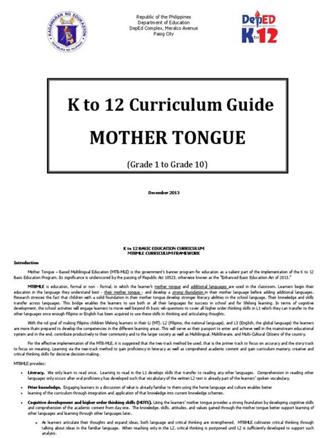 I think there are three main reasons why students don't use. Final Mother Tongue Grades 1-3 01.21.2014_EDITED 02.24 ...