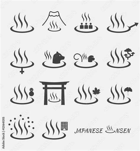 set of japanese hot spring marks onsen stock vektorgrafik adobe stock