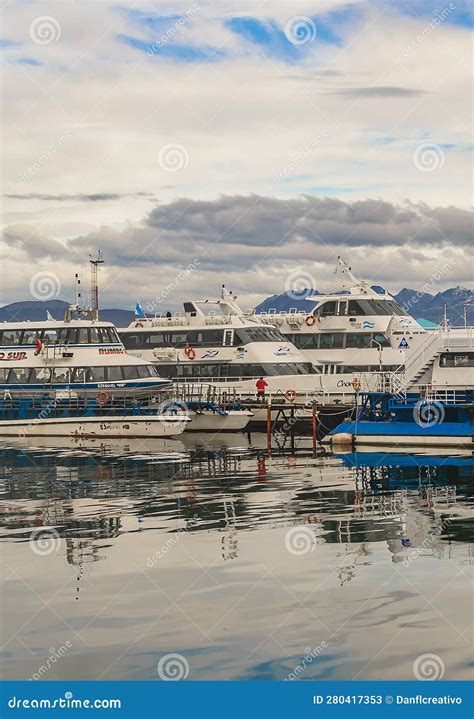 Excursion Ships Parked At Port Ushuaia Argentina Stock Image Image