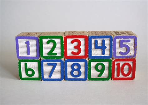Vintage Colourful Number Wooden Blocks