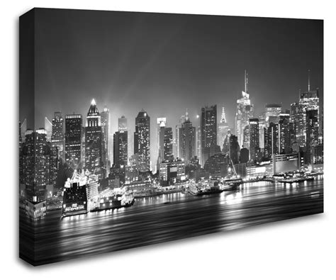 New York City Manhattan Skyline View Wall Art Canvas Bw 8998 1046