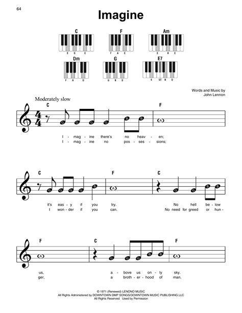 Imagine Partituras John Lennon Piano Súper Fácil