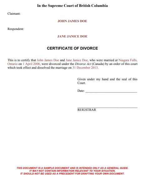 10 Printable Divorce Certificate Templates Word PDF TemplateData