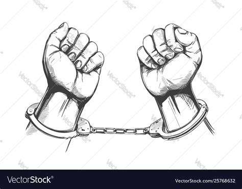 Handcuffed Hands Icon Hand Drawn Royalty Free Vector Image