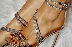 high women sexy sandals gold heel rhinestone open crystal toe bling heels wedding dress shoes straps cross size