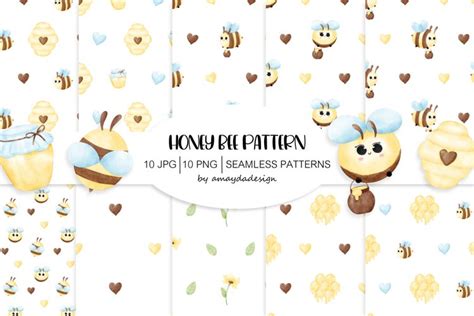 Cute Bee Digital Paper Honey Bee Pattern Background