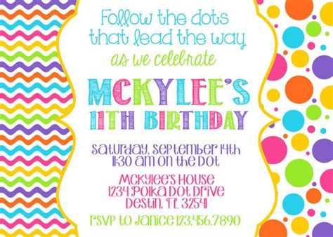 Polka Dot Invitation 5x7 Birthday Party Girl By Partysoperfect 950