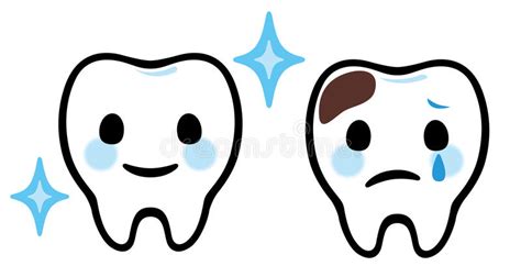 Lorsque la carie devient douloureuse c'est qu'elle est déjà bien grosse et qu'elle a profondément attaqué la dent. Soin Dentaire De Dents De Dessin Animé Illustration de ...