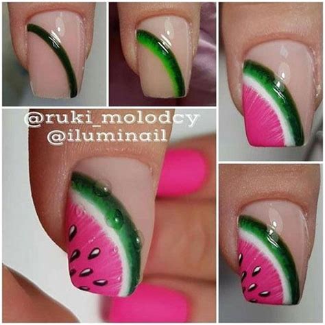 Watermelon Nail Art Tutorials For Summer • Rachel Watermelon Nail Art