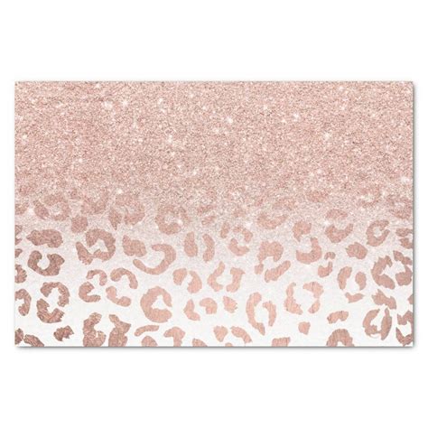 Trendy Faux Rose Gold Glitter Ombre Leopard Tissue Paper